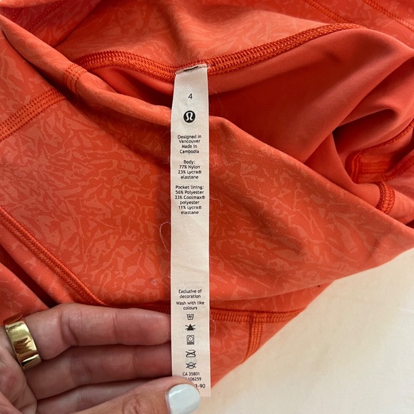 Lululemon Orange biker shorts - Picture 6 of 6